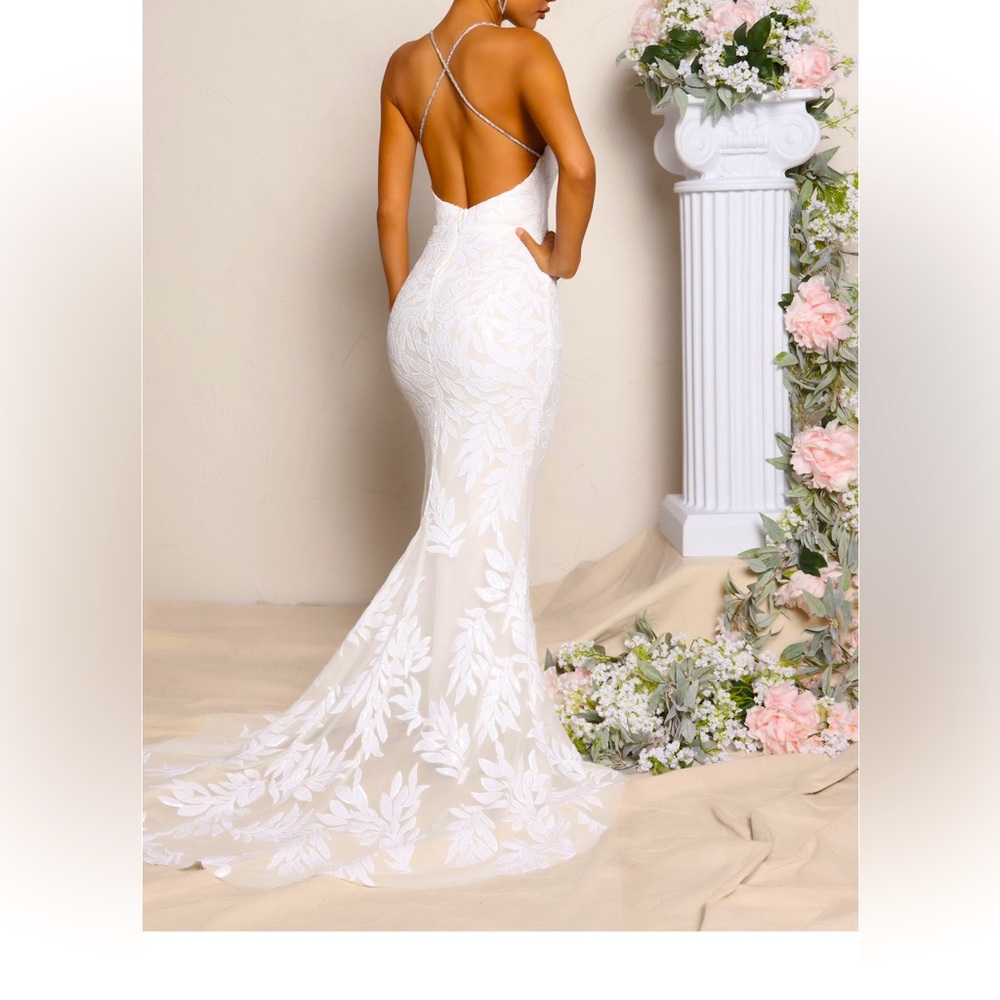 White Sequin Gown or Wedding Dress-Size Medium